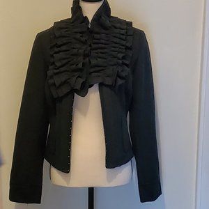 Hinge Ruffle Neck Gray Wool Jacket